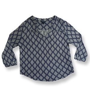 Lucky Brand Small Blue Patterned Blouse